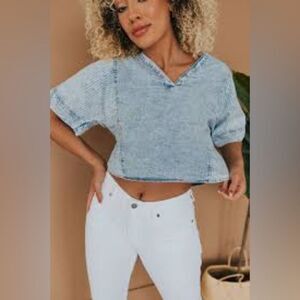 Promesa Denim Blue V-Neck Top